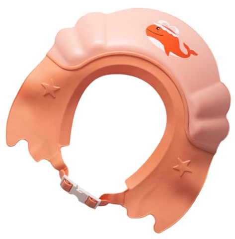 HONMEET Adjustable Pink Shower Hat with Flexible Plastic Material and Adorable Whale Design, Comfortable Shampoo Protector for Boys During Bath Time