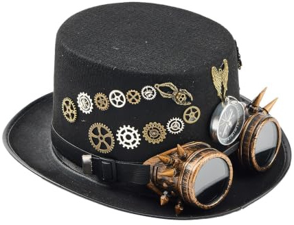 Steampunk-hatt Unisex Gotisk Filthuvudbonad med Goggle | Halloween Steampunk Cylinderhatt För Kvinnor Tonåringar Vuxna Viktorianska Fester Maskeradbaler Karnevaler Cosplaykostymer