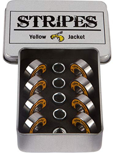 Yellow Jacket Premium Skateboard Bearings, Pro Longboard Bearings, 608, ABEC 9, Washers and Spacers, Tropical Orange (Pack of 8)