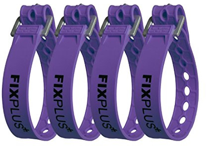 Fixplus-Strap 4-pack - spännrem för säkring, fastsättning, buntning och fastspänning, tillverkad av specialplast med aluminiumspänne 35 cm x 2,4 cm (lila)