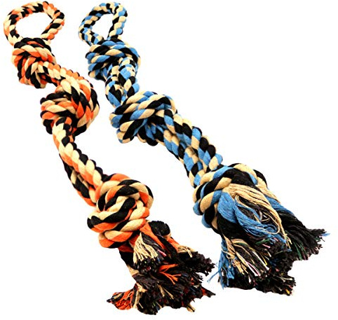 BK PRODUCTS LLC Dog Toys for Aggressive Chewers - Set of 2 Heavy Duty XL Dog Rope Toy for Large Breed Puppy - Medium and Large Dogs for Chewing, Teething, Tug of War