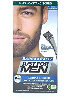 Just for Men - Lot de 6 colorations en gel sans ammoniaque pour barbe et moustaches, avec peigne inclus, châtain foncé, 45 ml