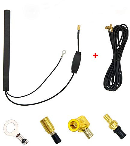 Vecys DAB Patchantenne Signalverstärker DAB + Autoantenne 15dBi SMB Adapter Glasmontage Antenne RG174 Kabel 3.5 m 11.5 Fuß kompatibel mit Autoradio