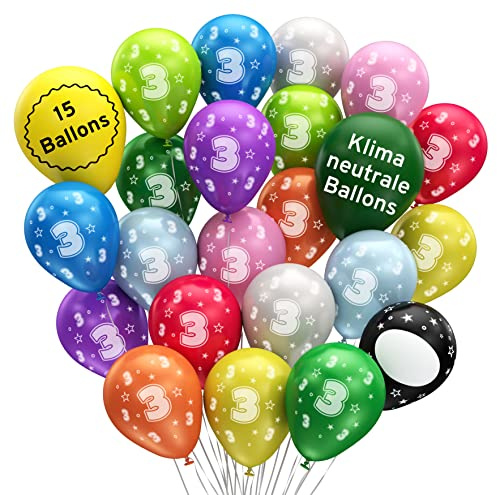 Bastelbär Ekologiska ballonger 3. Födelsedag 15 stycken Tillverkad i EU Premium BIO-ballonger av 100 % naturlatex Klimatneutral - 32 cm - ballong 3 födelsedag I ballonger barnfödelsedag ballonger
