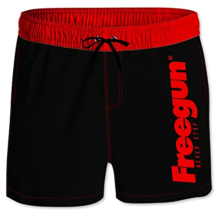 FREEGUN Maillot de Bain Garçon Natation, Short de Bain Enfant, Léger, Original et Respirant, Noir Taille 8 ans/10 Ans