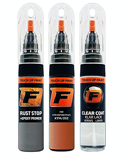 FIRANTO stylo peinture de voiture pour KTM Motorcycles KTM/202 Orange réparation couleur voiture 3 en 1, rayures stylo retouche peinture 15ml avec pinceau, apprêt, laque
