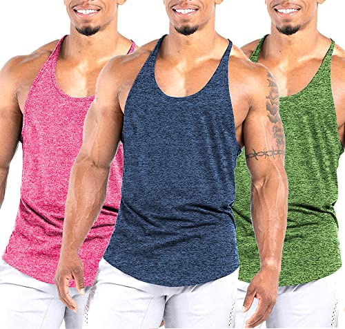 Agilelin Canottiera Uomo Palestra Allenamento Canotta Bodybuilding da Ginnastica ad Asciugatura Rapida(Blu/Rosa/Verde/L)
