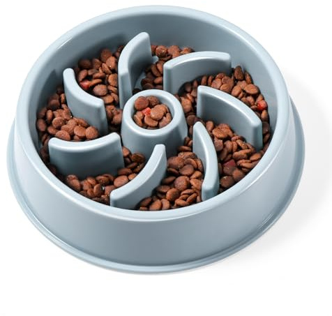 Diboniur Slow Feeder Dog Bowl, Slow Down Eating for Small and Medium Dogs, Non-Slip Base, Plastic, 20.8 x 5 cm