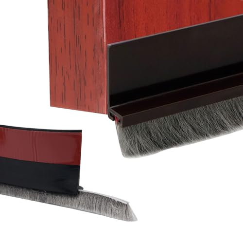Joint Bas de Porte d'entrée,100 x 5cm Bas de Porte Anti Courant d'air,Noir Isolation Phonique Porte,Auto-adhésif Joint Brosse Porte Coulissante,Insectes Joint de Porte d'entrée,Peut être Coupé Taille
