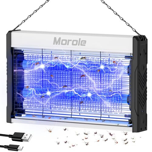 Morole Lampe Anti Moustique 3200V, Tue Mouche Electrique LED UV avec Adaptateur USB, Puissante Tue Mouches et Insectes, Anti Moustique Intérieur et Extérieur