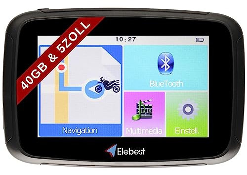 Elebest Rider W5 – 5 Zoll Motorrad-Navi | Wasserdicht (IPX7), Stabile Lenkerhalterung, Radarwarnung, PC-Tourenplanung & Europa-Karten 2025
