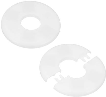 M METERXITY 2-Pack Flangia A Parete Divisa, Per Tubo OD 1 Pollice/25mm Piastra ABS Copritubo Tondo Autoadesivo Coperture Idrauliche Per Tubo Dell'Acqua/Rubinetto [Bianco]