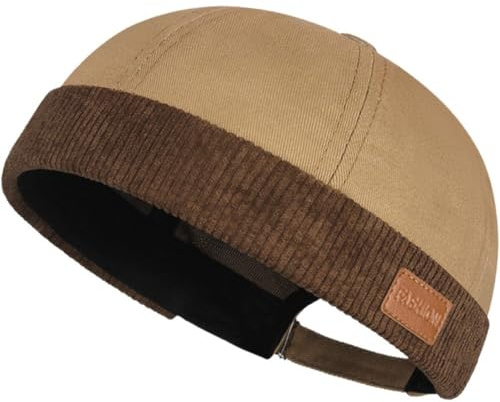 Fopytu Berretto Docker Unisex Cappelli Senza Tesa Berretto Regolabile Cappello Docker in Velluto a Coste Berretto Marinaio Stile Moda Polsino Arrotolato Cappello a Cuffia retrò