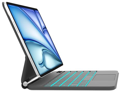 IVEOPPE Magic Keyboard für iPad Air 11 M4 2026/M3 2025/M2 2024, Freischwebendes Stand Design, 7-Farbige Beleuchtung mit Trackpad Tastatur für iPad Pro 11 Zoll (1.-4. Gen) / Air 11 Zoll, Schwarz