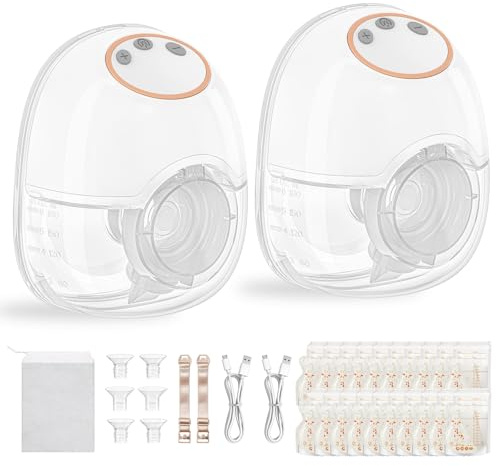 TOPCHANCES Sacaleches Eléctrico Manos Libres,Extractor De Leche Materna Portátil con 4 Modos y 12 Niveles Extractor de Leche Materna de 180ml Menos,Bajo Ruido,Libre BPA,Brida Doble Sellado(2,Blanco)