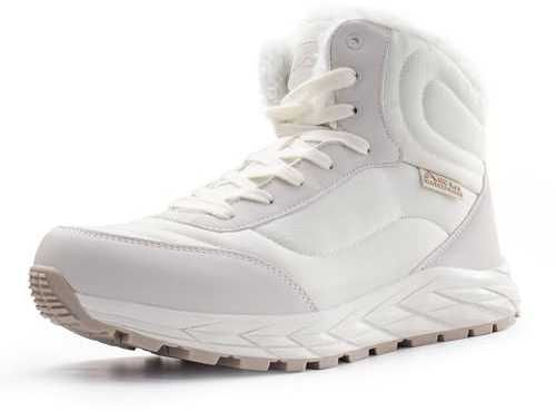 CC-Los Winter Boots for Women Waterproof Snow Boots with Warm Faux Fur Lined,Non-Slip Ankle Booties for Outdoor Hiking, Walking, Cold Weather | White Size 7.5