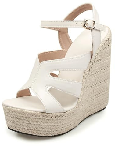 Hixingo Sandalias Mujer Verano Comodas con Cuña, Sandalias Deportivas Mujer Plataforma Tacon 15CM Zapatillas de Deporte Playa Ligeras Planas para Primavera Verano (37,629 Blanco)