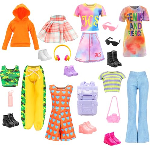 Miunana 10 Ropas Vestidos Moda + 12 Accesorios para 11.5'' 30 CM Muñecas