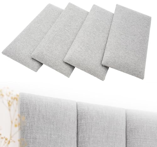 CeyKvo Polsterpaneele 4er Set, rechteckige Deko-Wandpaneele, als Kopfteil oder Prallschutzpaneel verwendbar, reduziert Lärm und verbessert die Akustik, 40x20 cm, hellgrau (hellgrau, 40 * 20cm)