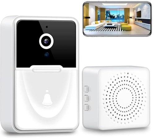Sonnette sans fil avec caméra, sonnette caméra1080p,surveillance de vision nocturne HD,interphone à domicile,support de sécurité intelligent,sonnette vidéo wifi pour appels vocaux bidirectionnels