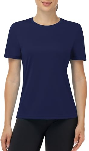 ELIRAVO UV Shirt Damen Kurzarm, UPF 50+ Sonnenschutz Funktionsshirt Atmungsaktiv Schnelltrocknend Schwimmshirt Sportshirt Leicht Weich Rashguard für Gym Fitness Yoga Laufen Outdoor
