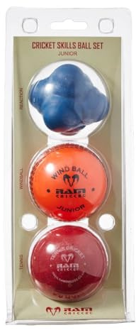 RAM Cricket-Cricketball, für Training | mit Aufbau-Mean, Cricket Skills Ball Set