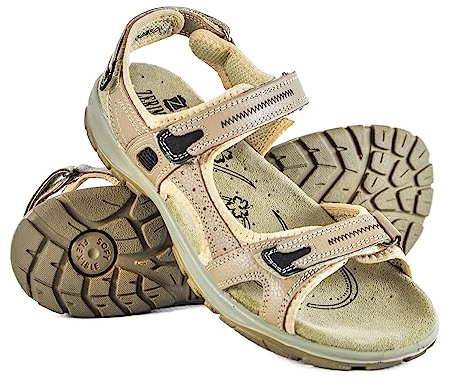 Zerimar Sandales D’été en Cuir Naturel | Randonnée Trekking Sandales | Sandales en Cuir Femme | Chaussures de Sport pour Femmes | Sandales pour Femmes | Sandales de Marche | Couleur Beige Taille 36
