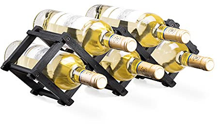 Navaris Weinregal Flaschenregal Flaschenständer aus Bambus - 45x12x15,2cm Regal für Flaschen aus Holz - Flaschenhalter Weinflaschenhalter - faltbar