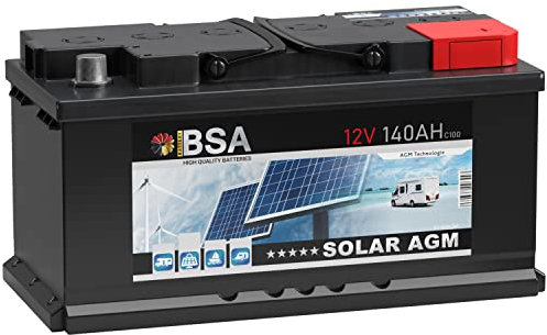BSA AGM Batterie 140Ah 12V Solarbatterie Deep Cycle Wohnmobil Bootsbatterie zyklenfeste wartungsfreie VRLA Batterie ersetzt 120Ah 130Ah