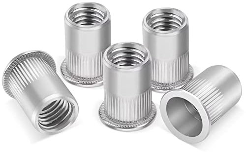 50 Stück Nietmuttern M5, Leryati Hülsenmutter Edelstahl A2 V2A gewindenieten, Runde Flachkopf Gewinde Rivet Nutsert einnietmuttern, Befestigung Nietmuttern Set Verwendet für Metallplatten, Rohre usw.