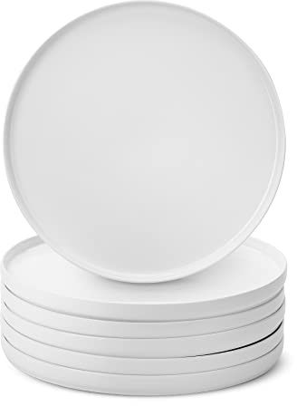 BTaT- Porcelain White Dinner Plates, Set of 6, 10.6 inch, Salad Serving Modern Round Dishes, Smooth Glaze, Dishwasher Safe, Microwave, Oven Safe, Scratch Resistant
