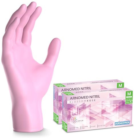 200x ARNOMED Einweghandschuhe Rosa (2x100 Stück), Einmalhandschuhe M, Nitril Handschuhe Einweg, Nitrilhandschuhe puderfrei, Gummihandschuhe Einweg, Schutzhandschuhe, Handschuhe Nitril in XS, S, M, L