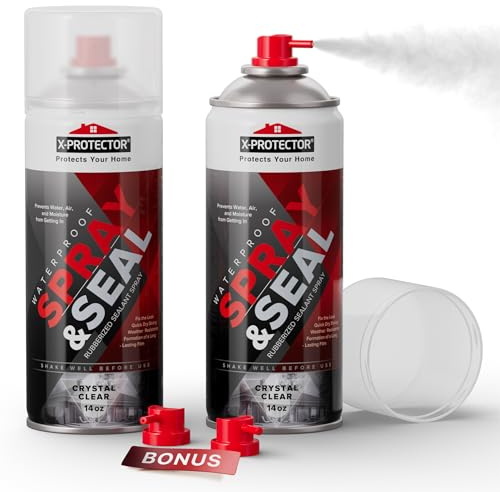 X-Protector Seal Spray - Rubber Waterproof Spray with Less-Drip Formula - Premium Rubber Waterproof Sealant - Perfect RV, Roof, Gutter Sealant Solution - Pack of 2 (14 oz Each, Clear)