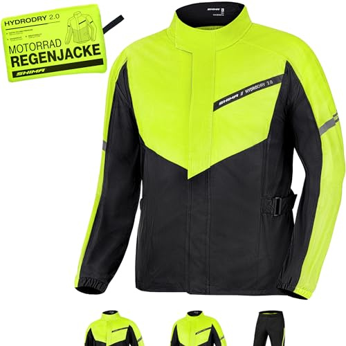 SHIMA HYDRODRY 2.0 Veste Pluie Moto Imperméable Homme Femme pour Combinaison Ensemble Respirant Réfléchissant Vetement Tenue Eau Protection (Vestes Unisex, Fluo, 4XL)