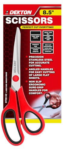 Dekton 8.5 Scissors | Precision Stainless Steel Blades for Accurate Cutting | Non-Slip Ergonomic Handles | Angled Handles for Easy Cutting | Perfect for Wallpaper, Fabric and Crafts | Durable Design