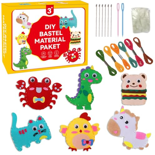 DIY Nähset Kinder, Nähset Tierformen Filz Bastelset Für Kinder Und Anfänger Filz-Nähpaket Mädchen Nähen Kreatives Basteln Gefüllte Plüsch Ornamente Geschenke Für Kinder Kindergeburtstag Gastgeschenke