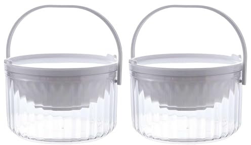 Ensaladera grande con base y tapa enfriadora de hielo, ensalada con base y tapa enfriadora, fuente servir hielo congelado fiestas, for pasta fría, papas, aderezo, fruta, salsa, pasta.(2Pcs-White)