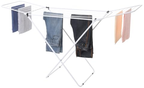 various Tendedero Plegable con Alas de Acero Aleado,Tendedero Plegable y Antideslizante para Interior y Exterior 180 x 55 x 90 cm,Ligero, Compacto, Superficie Tendido 18 m (con Alas-Blanco)