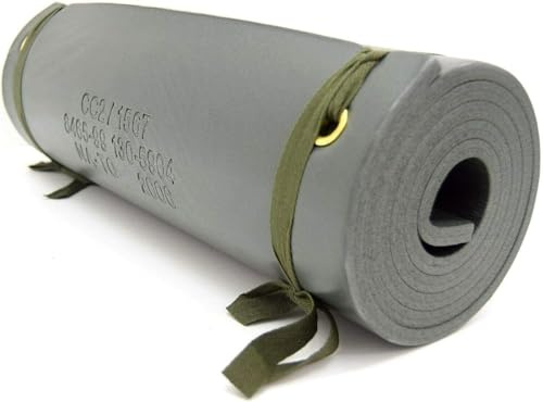 Camping Sleeping Roll Mat – Lightweight Waterproof Foam Camping Mat with Canvas Ties – Compact All Season 5-Season Thermally Insulated Pad – 190x50cm – Grey – Ideal for Hiking Outdoor, Army Use