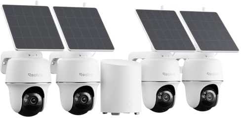 REOLINK 5MP Solar Security Cameras Wireless Outdoor, 360° Pan Tilt Auto-Tracking, Smart AI Detection, Up to 1TB Local Storage, 2.4/5GHz Dual-Band WiFi, Home Hub Mini with 4X Argus PT + Solar Panel