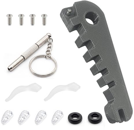 Eyeglass Adjustment Repair Temple Arms Tighteners Optician Tools kit,Anti Slip Fixing Ear Grippers Holders,and Screw in Replacement Rubber Glass Nose Pads Soft Cushion for Sunglasses (Silvery)