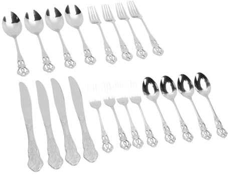 Yctze Ensemble de Couverts 20 Pièces – Ensemble de Couverts Vintage en Acier Inoxydable, Passe au Lave-vaisselle, 4 Fourchettes à Dîner, 4 Cuillères à Dîner, Fourchettes à Salade, Cuillères à thé,