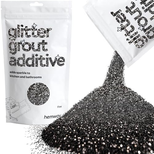 Hemway Glitter Grout Additive - Black | 100g Metallic Flakes for Adding Sparkle to Old & New Kitchen & Bathroom Tiles | Enhance Your Indoor Grouting Projects with a Durable Sparkly Effect