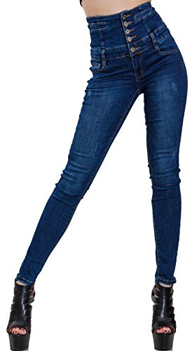 Toocool - Vaqueros Mujer Pantalones Skinny Cintura Alta Cigarrillo Coloridos Elásticos Nuevos M5342, Jeans, XS
