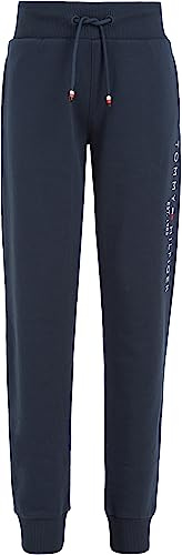 Tommy Hilfiger Bambini Unisex Pantaloni da Jogging Essential Sweatpants Cotone Bio, Blu (Twilight Navy), 16 Anni