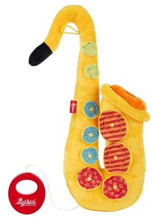 SIGIKID 42775 - Carillon per sassofono Play & Cool per ragazze e ragazzi, giocattolo consigliato dalla nascita, giallo/multicolore