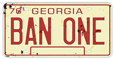 Smokey & The Bandit BAN ONE Embossed License Plate Replica, Vintage Style, State of Georgia, Metal Stamped Auto Number Tag, 12x6 inch