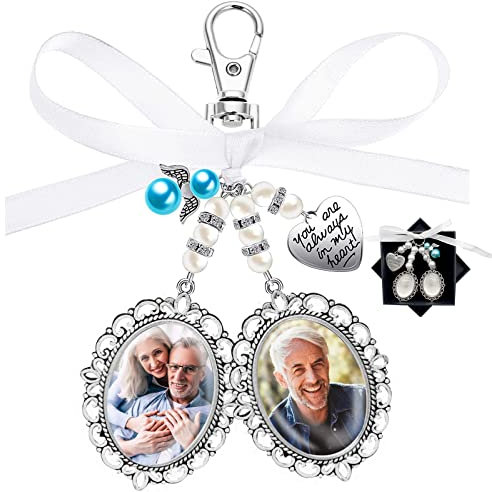 Hochzeitsstrauß Foto Charms, Brautstrauß Anhänger Memorial Anhänger Brautstrauß Brautstrauß Charm Foto Mit 2 Stück Bilderrahmen Blumenstrauß Bilderanhänger für Hochzeitsfeier (1 Stück)