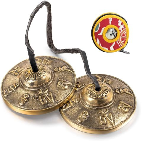 Tingsha Tibetano,Tingsha Glocken,Tibetan Bell,Campana Tibetana,Campane Meditazione,Strumento a Percussione del Tempio (A)