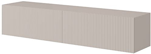 Selsey TV Schrank Board Sideboard Fernsehtisch Fernsehschrank 140 cm Hängend Gefräste Front Graubeige Veldio